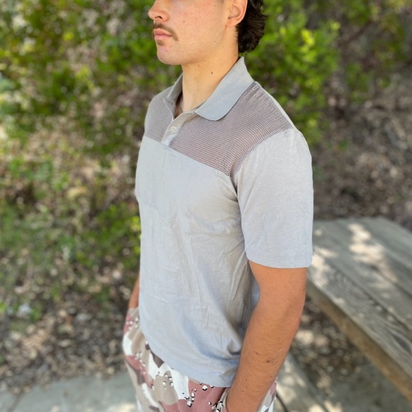 COS SEE THROUGH MESH FISH NET POLO SHIRT LUXURY BLOCK SHEER REVEAL REVEALING MEN - Picture 6 of 16